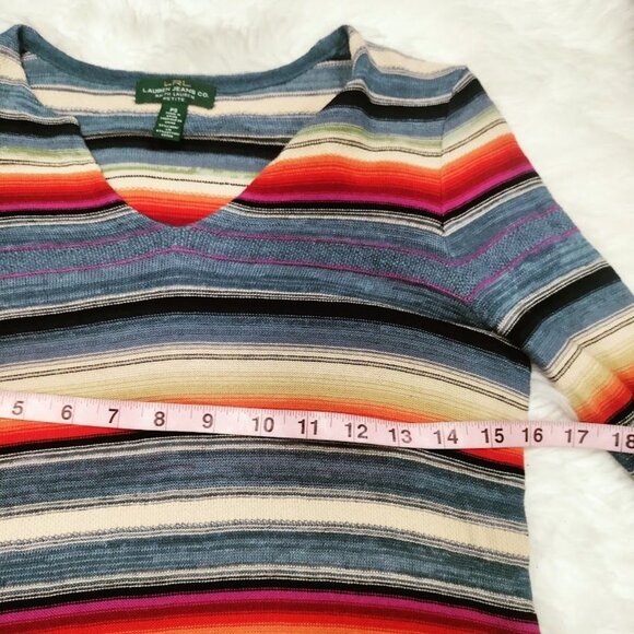 Ralph Lauren Womens Petite Small Striped Linen Cotton Tunic Sweater Dress Multi - Picture 9 of 11